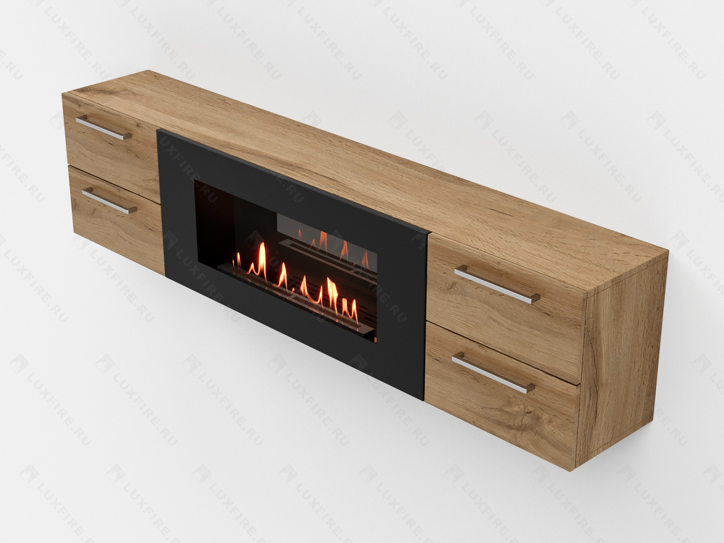 Тумба ТВ Lux Fire "Нева" настенная 1700 матовая, дуб вотан с биокамином 900 по цене 99 069 руб.