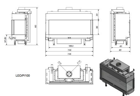 Газовая топка Kratki LEO/P/100/LPG (балонный газ)